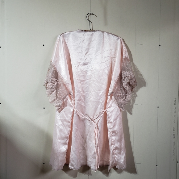 Rare vintage pink Colesce Couture two piece négligée set slip dressing gown - Picture 6 of 15
